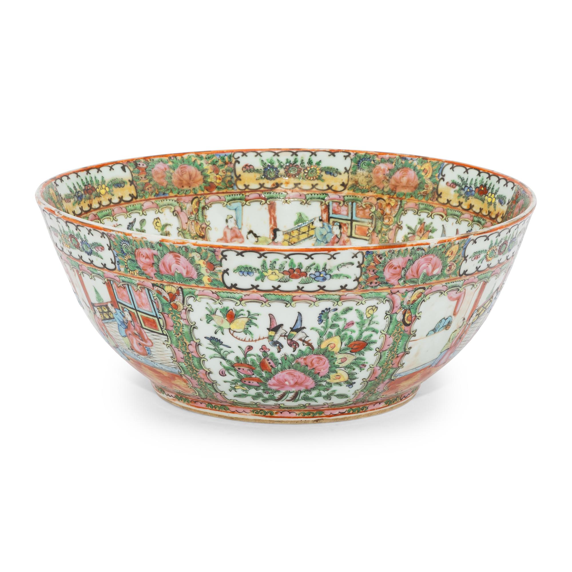 A Chinese Export Porcelain Famille Rose Punch Bowl