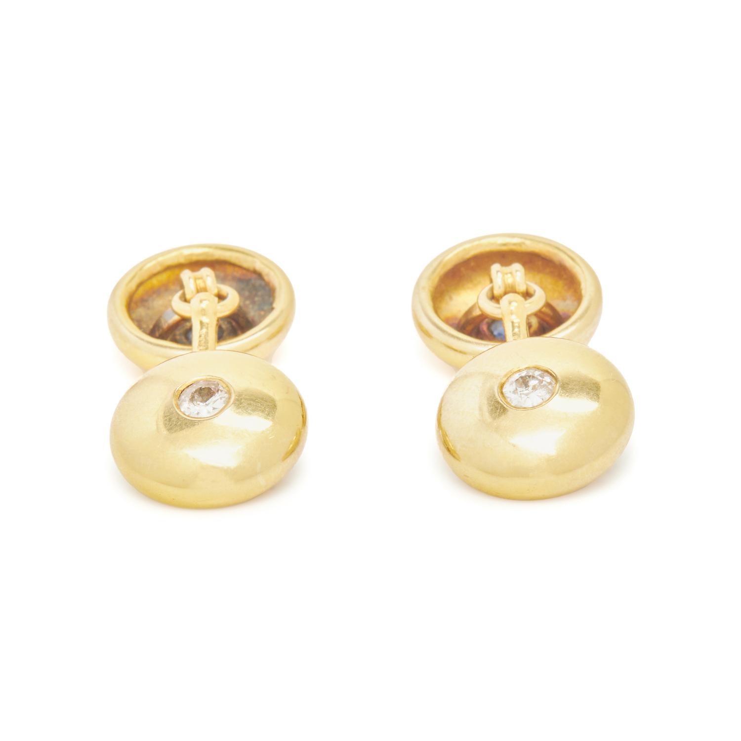 TIFFANY & CO., YELLOW GOLD, DIAMOND AND SAPPHIRE CUFFLINKS