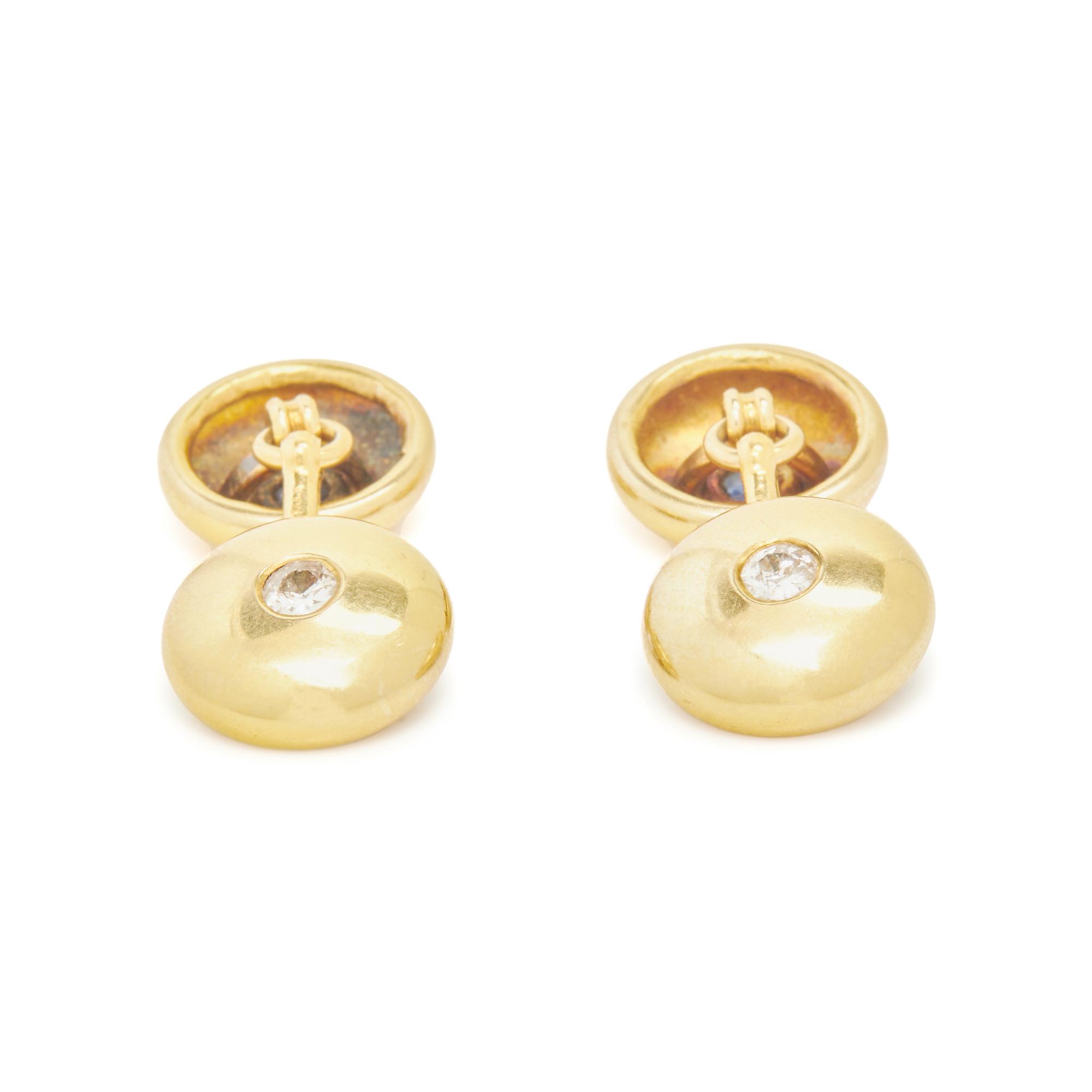 TIFFANY & CO., YELLOW GOLD, DIAMOND AND SAPPHIRE CUFFLINKS