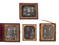 [EARLY PHOTOGRAPHY]. 19 daguerreotype portraits of interesting pairs and groups of subjects