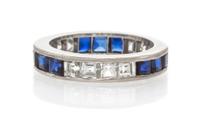 A Platinum, Sapphire and Diamond Eternity Band, 3.60 dwts.