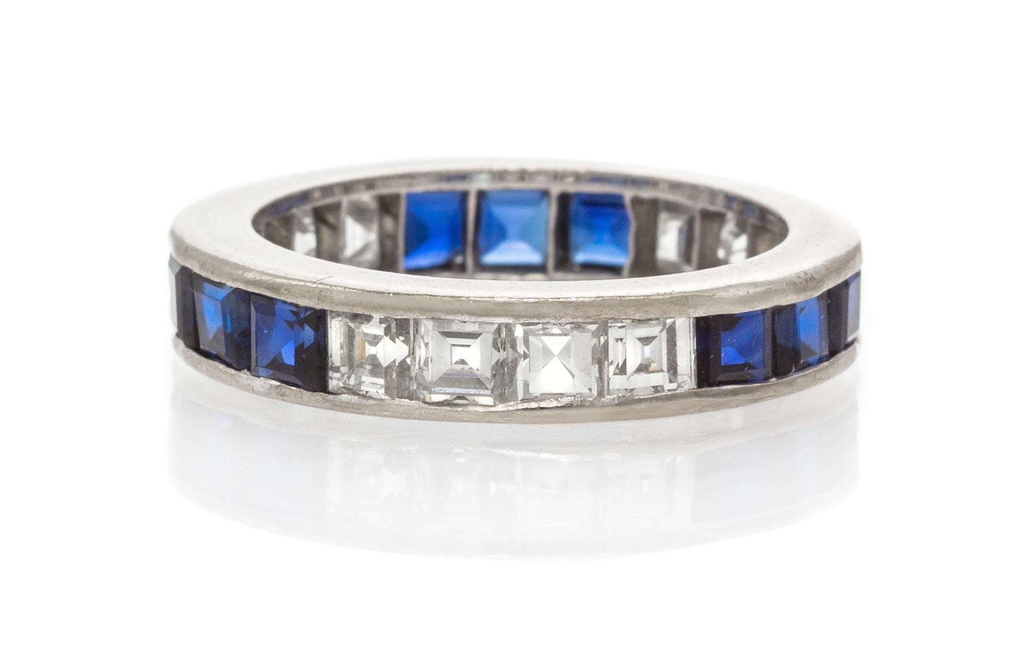 A Platinum, Sapphire and Diamond Eternity Band, 3.60 dwts.