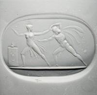 A Neoclassical Carnelian Intaglio with Cyanippus Dragged by his Daughter Cyane to the Alter