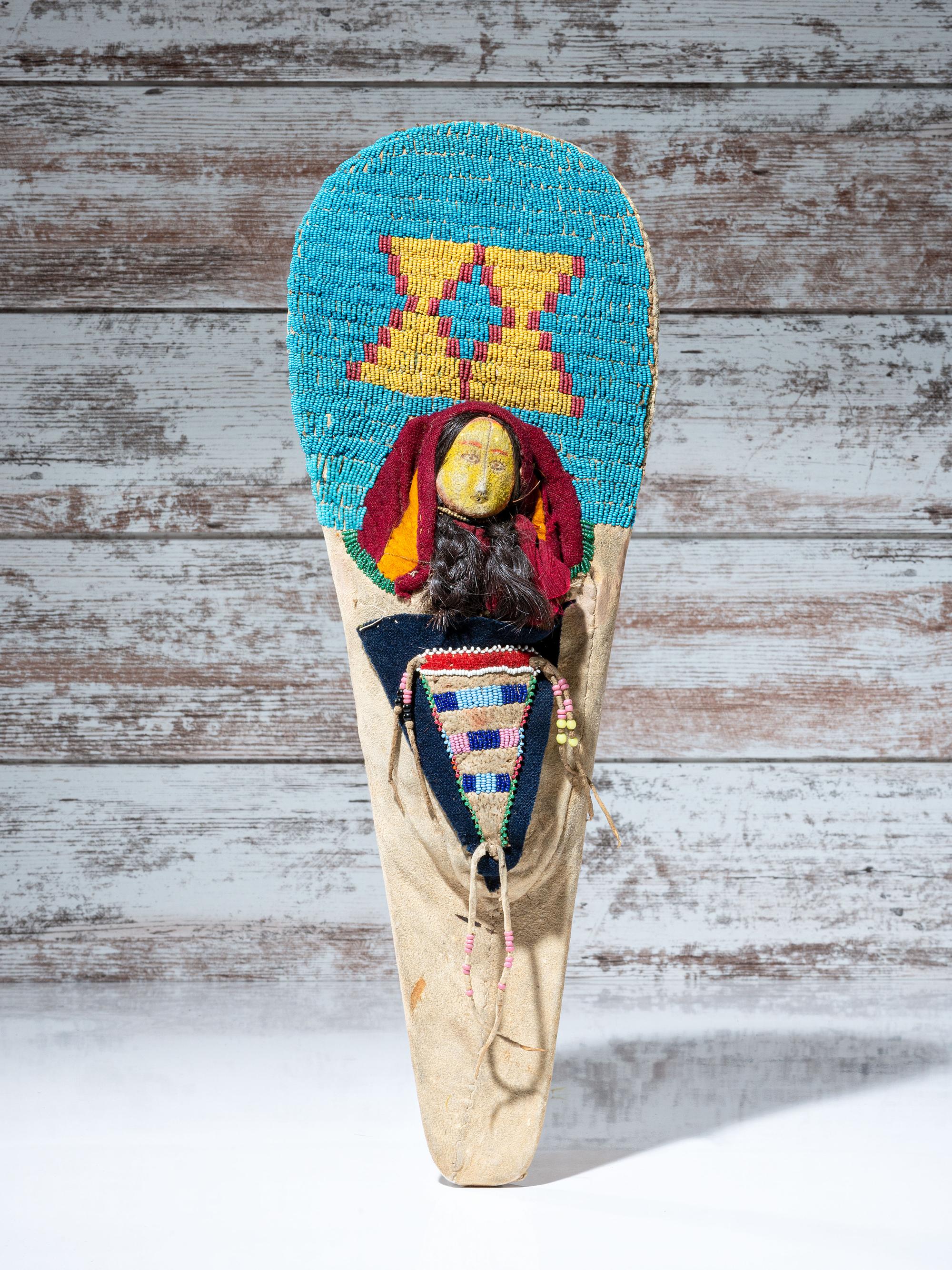Plateau Beaded Hide Doll Cradle