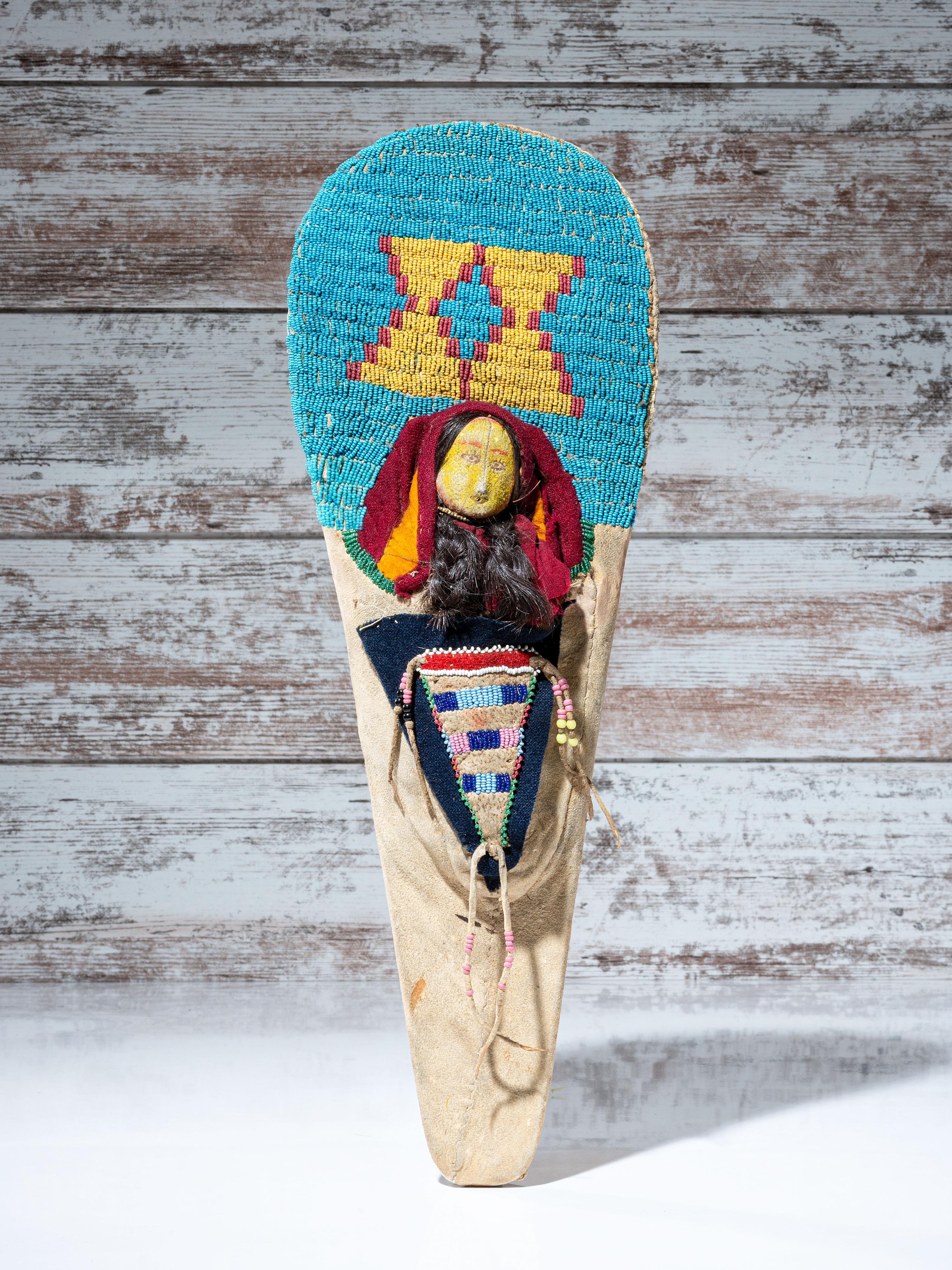 Plateau Beaded Hide Doll Cradle