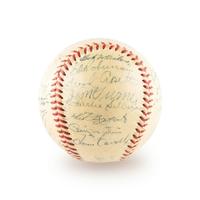 A 1955 New York Yankees Team Signed Autograph Baseball Including Mickey Mantle (Beckett Authentication Services) - 30 Signatures