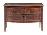 An Italian Oak Bow-Front Chest of Drawers