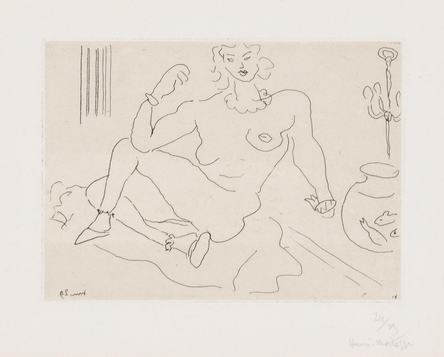 Henri Matisse (French, 1869–1954) — Nu assis sur le sol, un coude posé sur la jambe , 1929