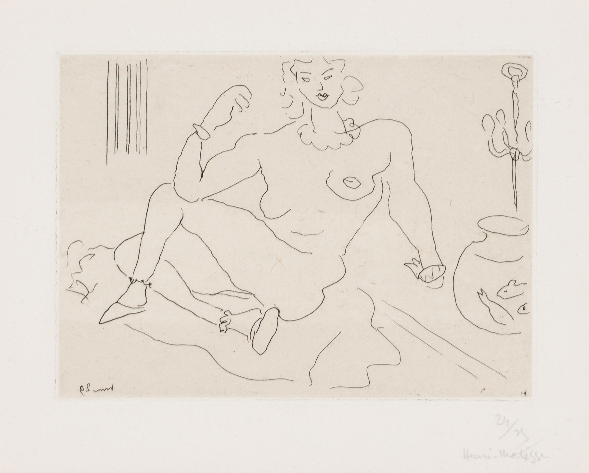Henri Matisse (French, 1869–1954) — Nu assis sur le sol, un coude posé sur la jambe , 1929