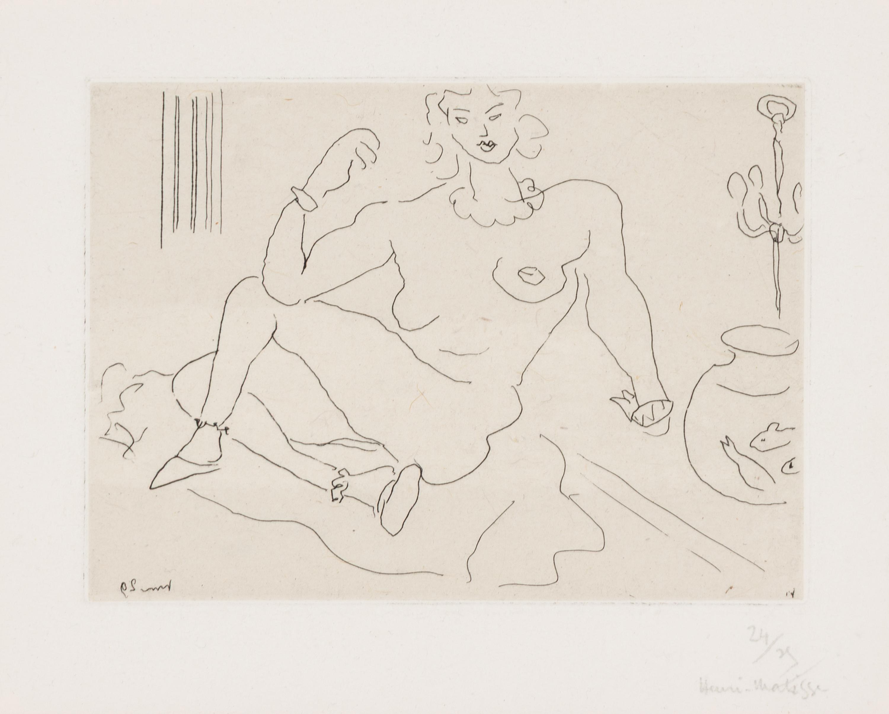 Henri Matisse (French, 1869–1954) — Nu assis sur le sol, un coude posé sur la jambe , 1929