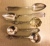 A Group of American Silver Serving Articles, Various makers, comprising six table spoons, serving spoon, berry spoon, two sugar scoops,