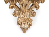A Pair of Italian Silver Gilt Carved Rococo Style Wall Brackets