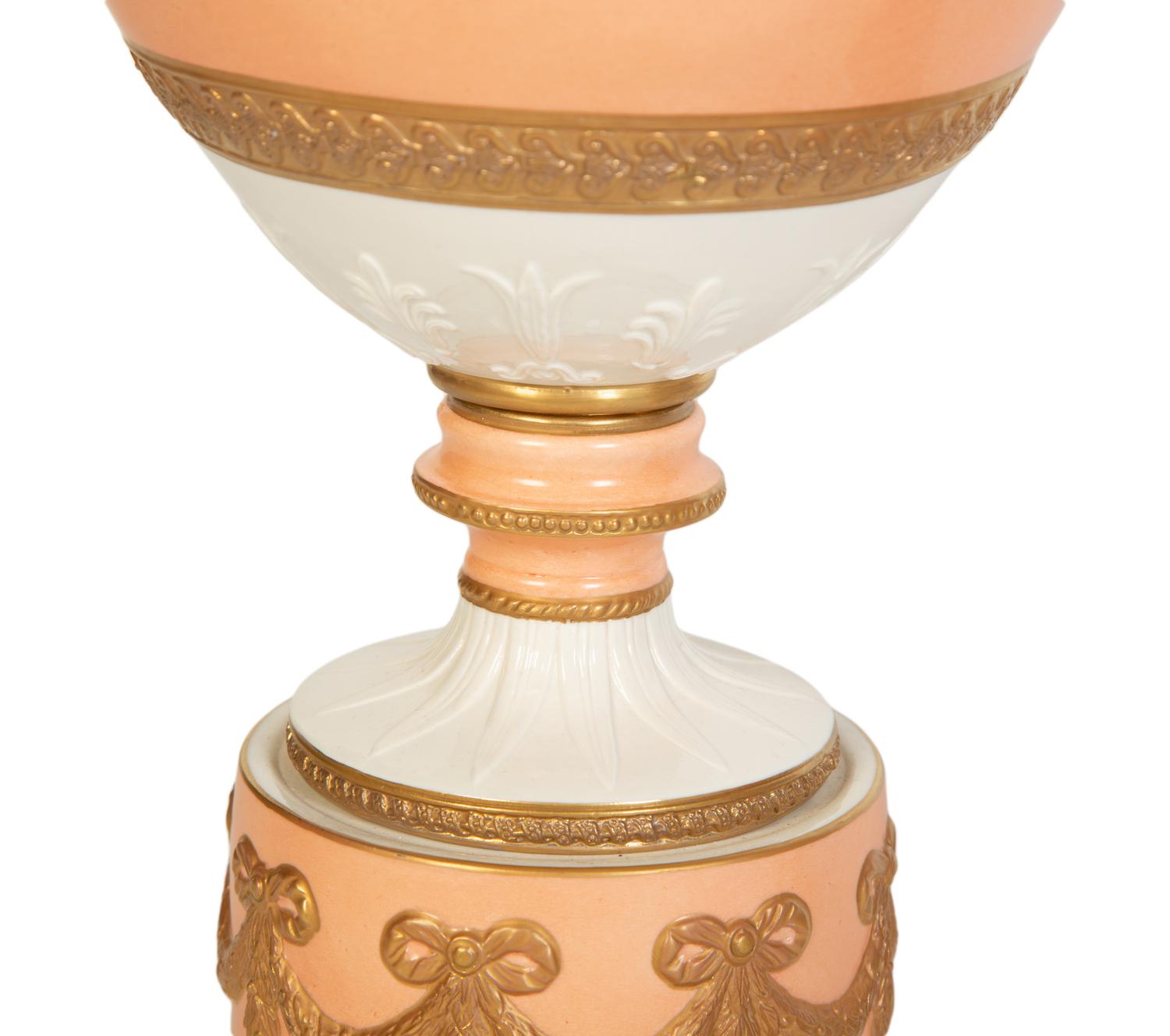 A Pair of Italian Neoclassical Style Porcelain Lidded Urns — 19th/20th Century