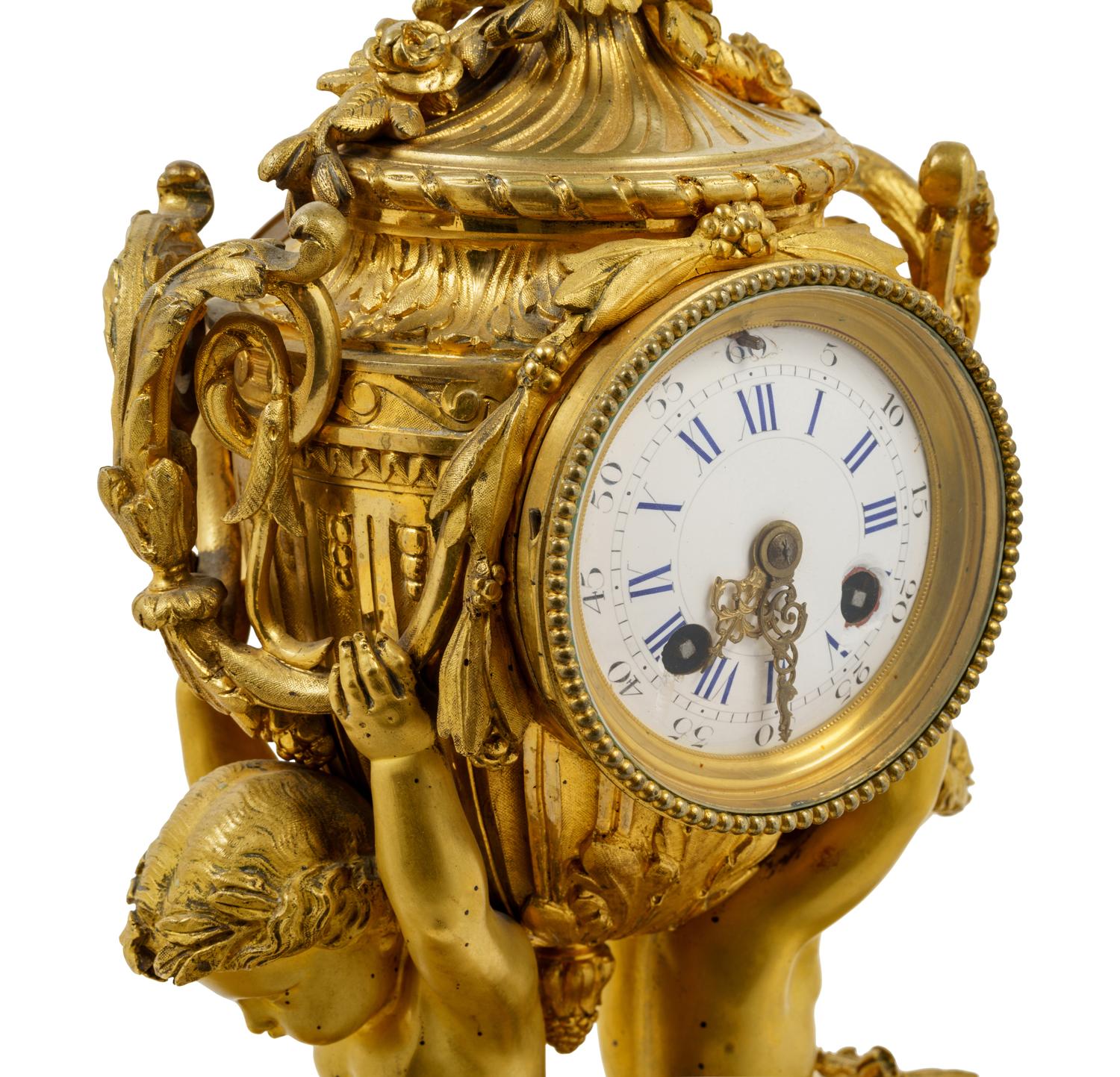 A Louis XV Style Gilt Bronze Mantel Clock