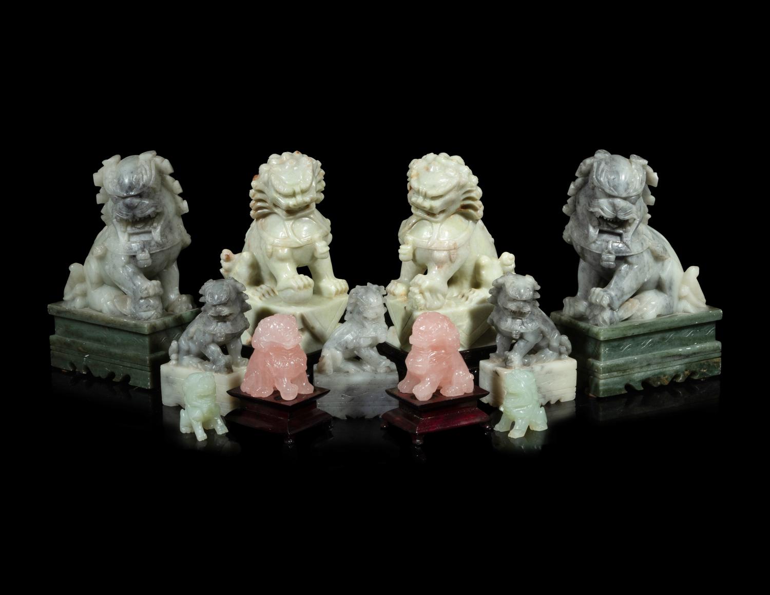 11 Chinese Figures of Seated Fu- Lions