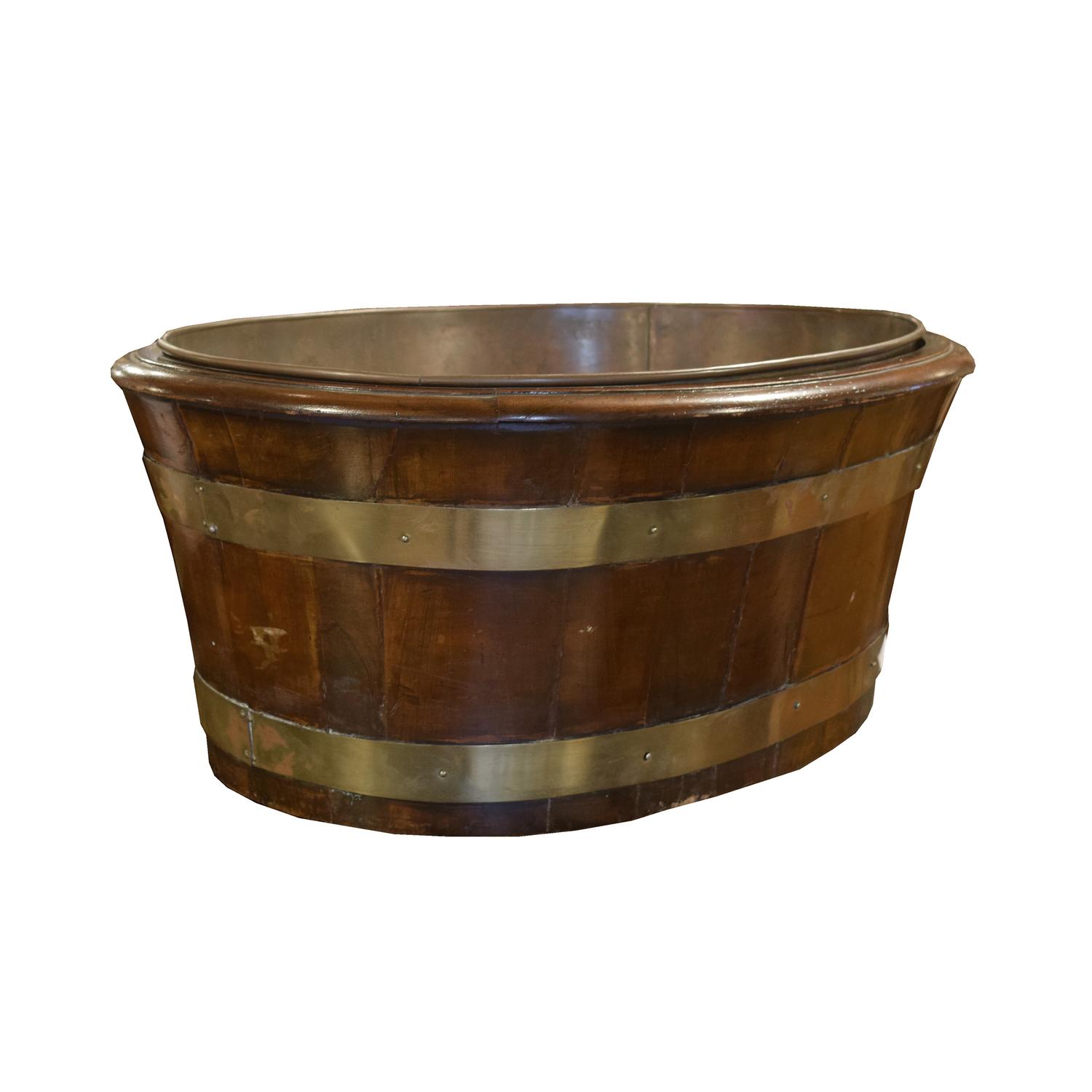 A Brass Banded Mahogany Cellarette 27" W x 21.5" D x 11.5" H — England, 19th Century