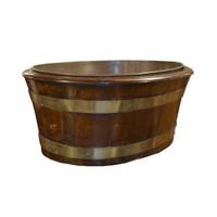 A Brass Banded Mahogany Cellarette 27" W x 21.5" D x 11.5" H — England, 19th Century