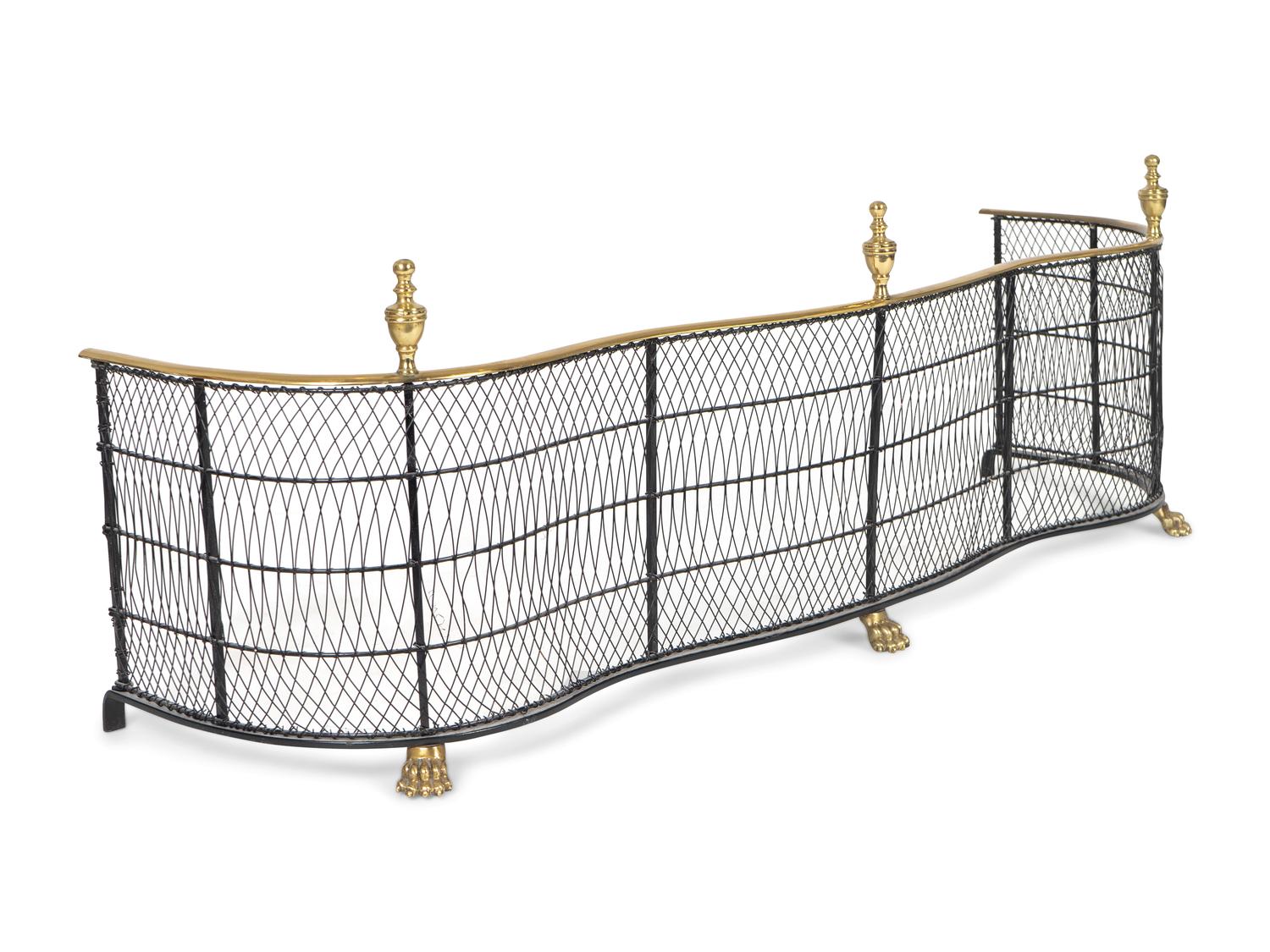 A Regency Brass and Iron Wirework Fire Fender — 19TH CENTURY