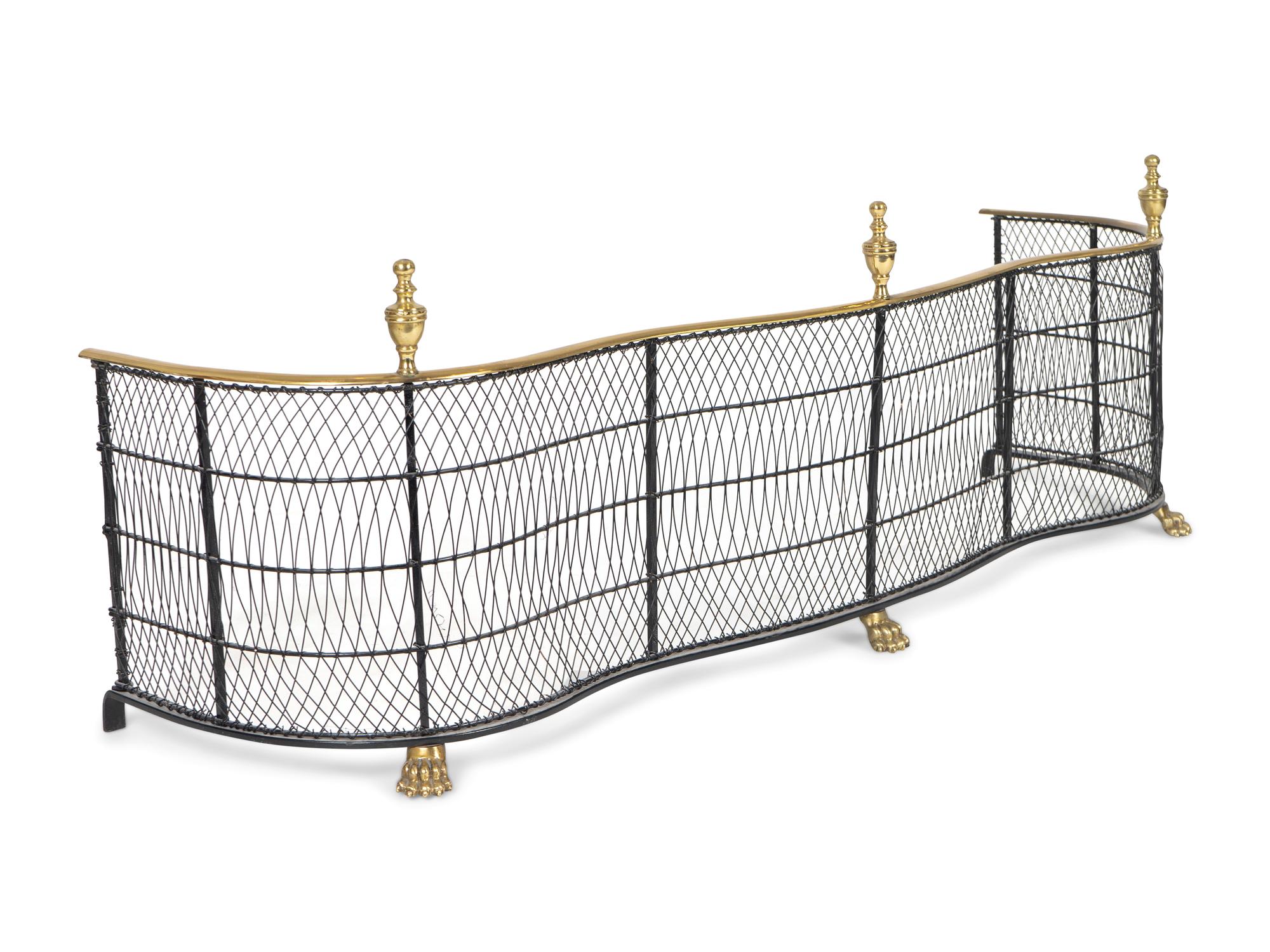 A Regency Brass and Iron Wirework Fire Fender — 19TH CENTURY
