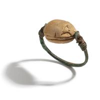 An Egyptian Bronze and 'Hyksos' Scarab Swivel Ring