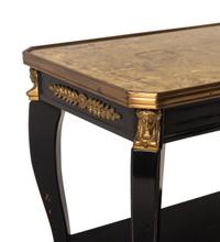 A Louis XVI Style Gilt Bronze Mounted Black Lacquered Low Table