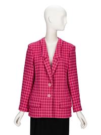 Chanel, Raspberry Plaid Tweed Blazer