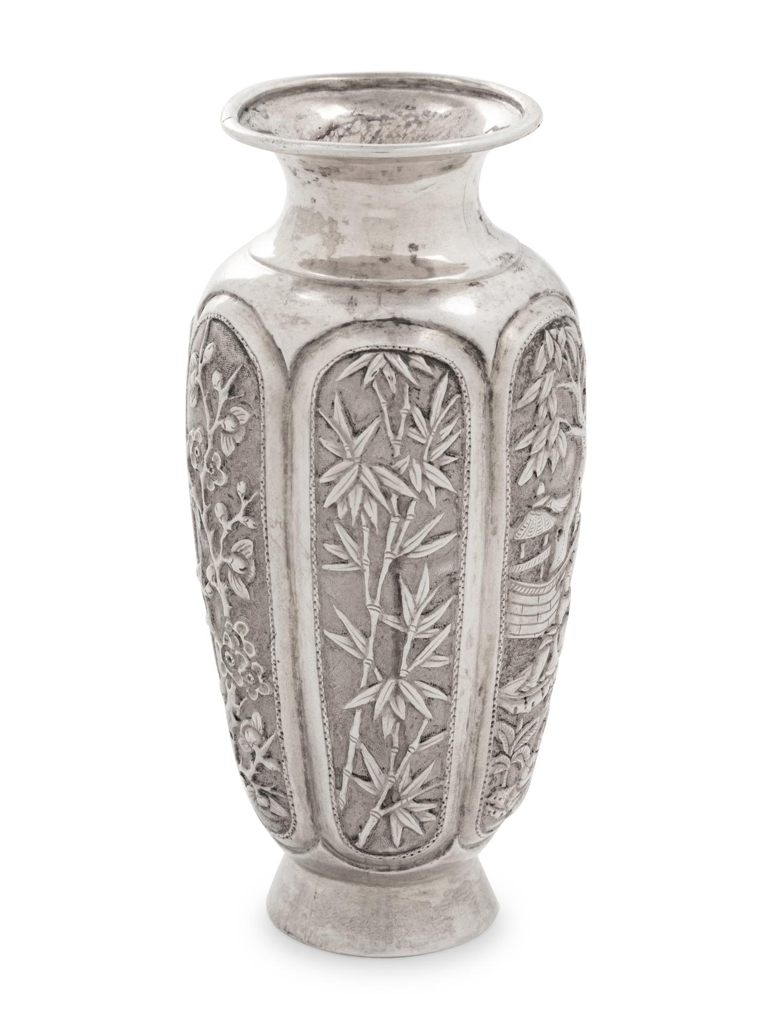 A Chinese Export Petite Silver Vase