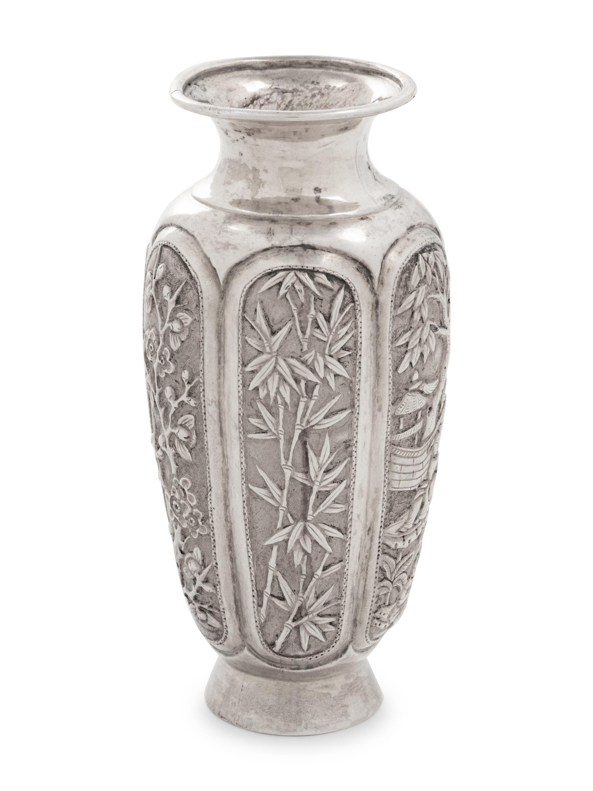 A Chinese Export Petite Silver Vase