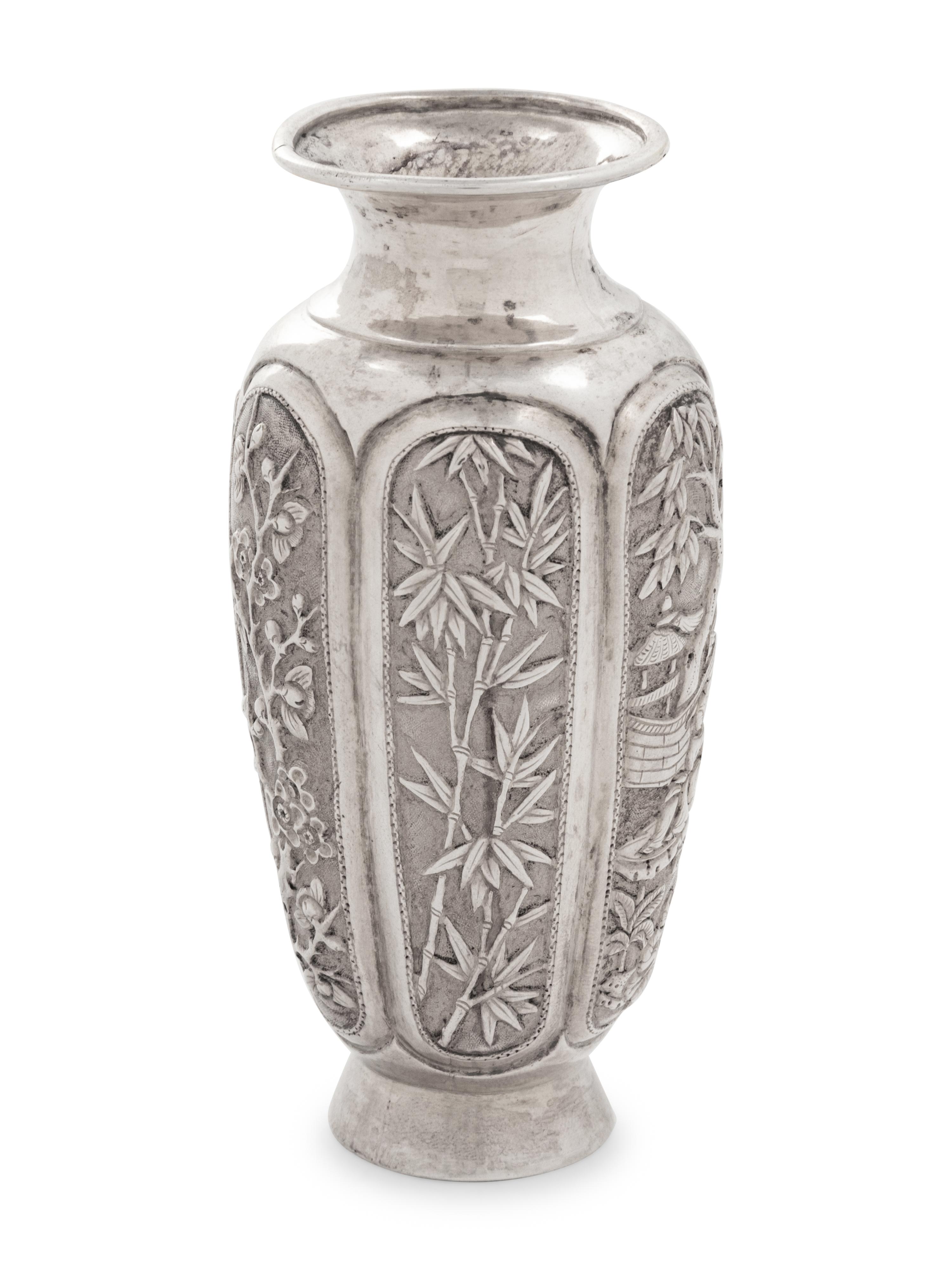 A Chinese Export Petite Silver Vase