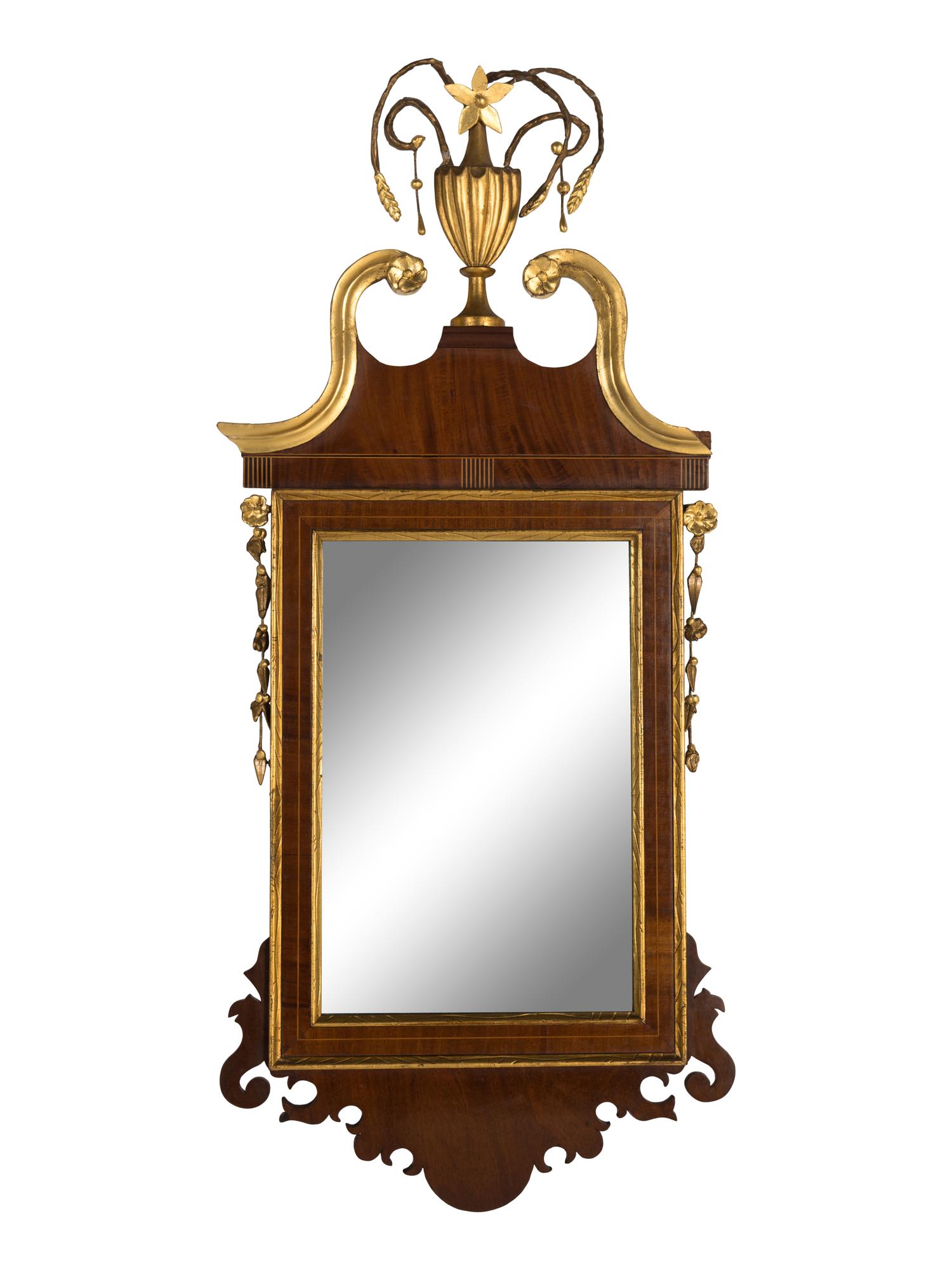 A George III Style Parcel-Gilt Mahogany Mirror