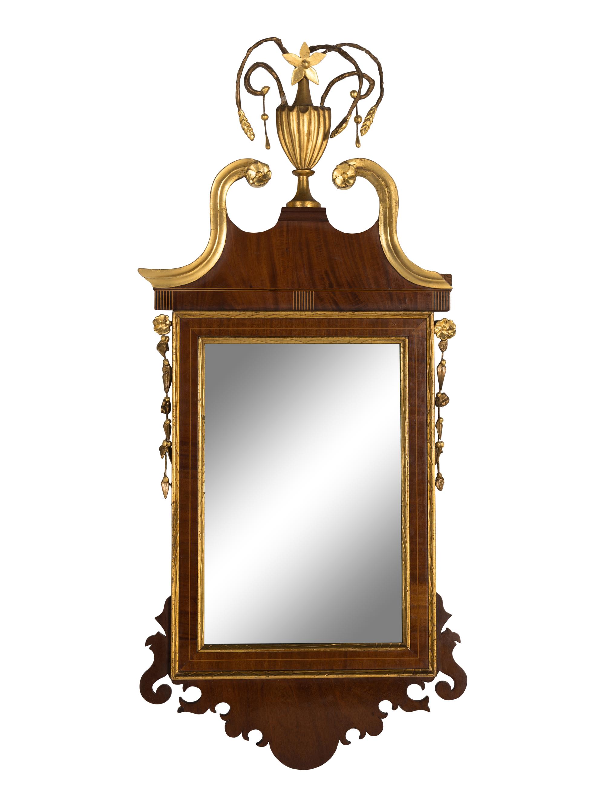 A George III Style Parcel-Gilt Mahogany Mirror