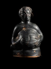 A Campanian Black-Glazed Askos in the Form of a Pygmy and Crane