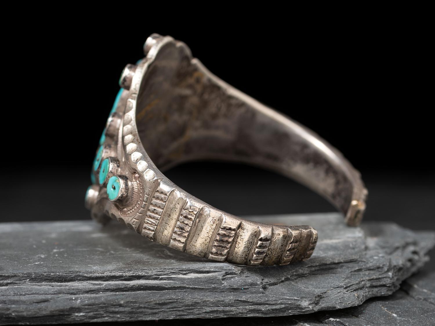 Navajo Turquoise Cluster Ingot Cuff Bracelet, Collected by Hoffman Birney (1891-1958)