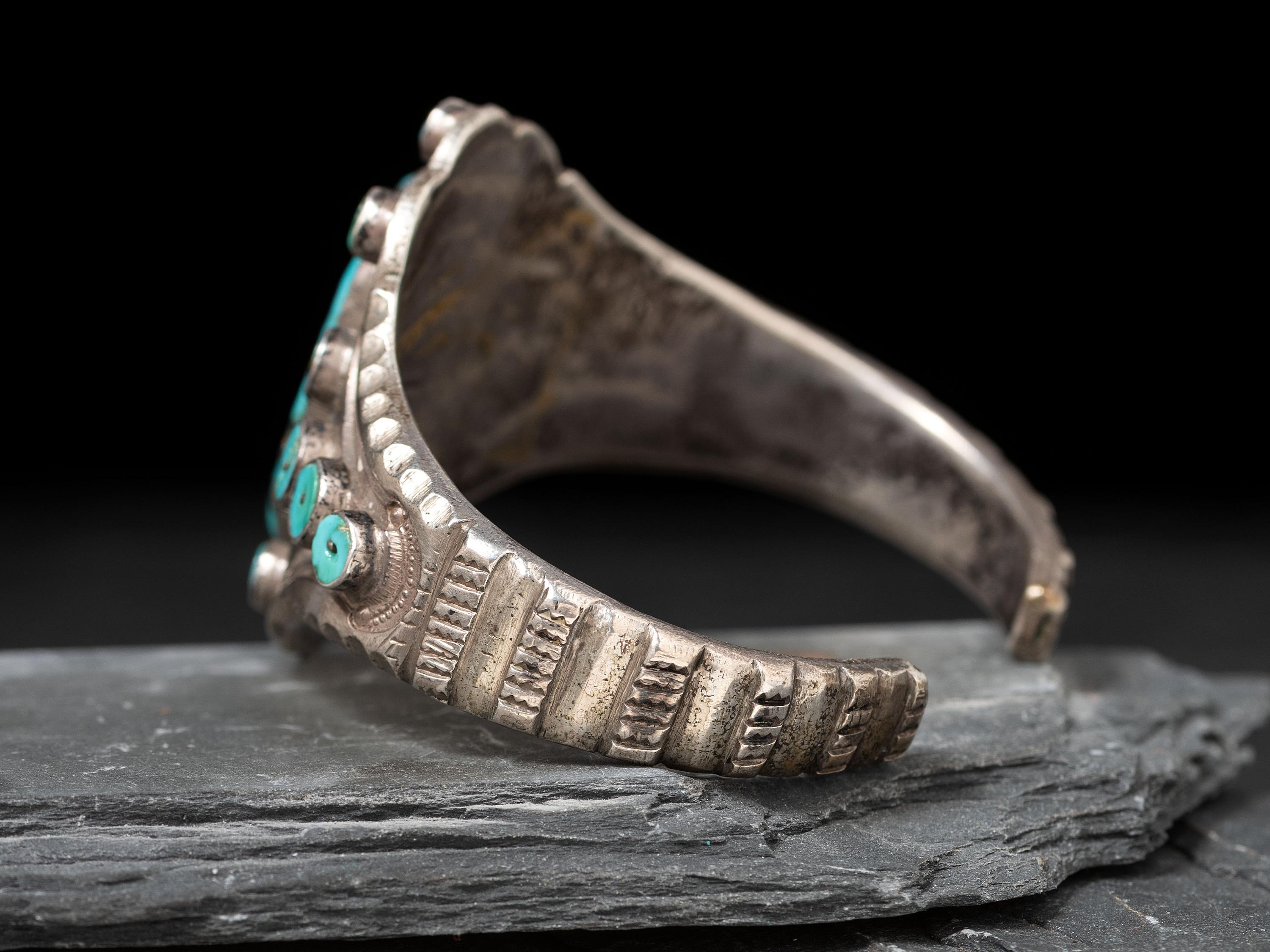 Navajo Turquoise Cluster Ingot Cuff Bracelet, Collected by Hoffman Birney (1891-1958)