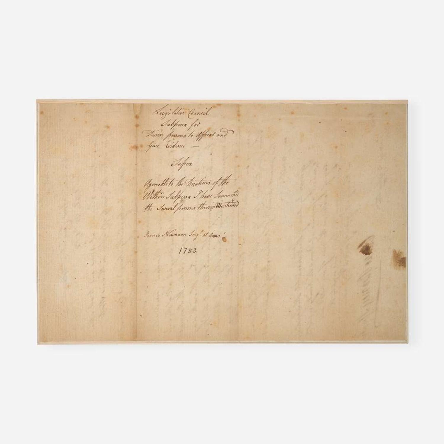 [Americana] [Declaration of Independence] Rodney, Caesar Manuscript Document, signed