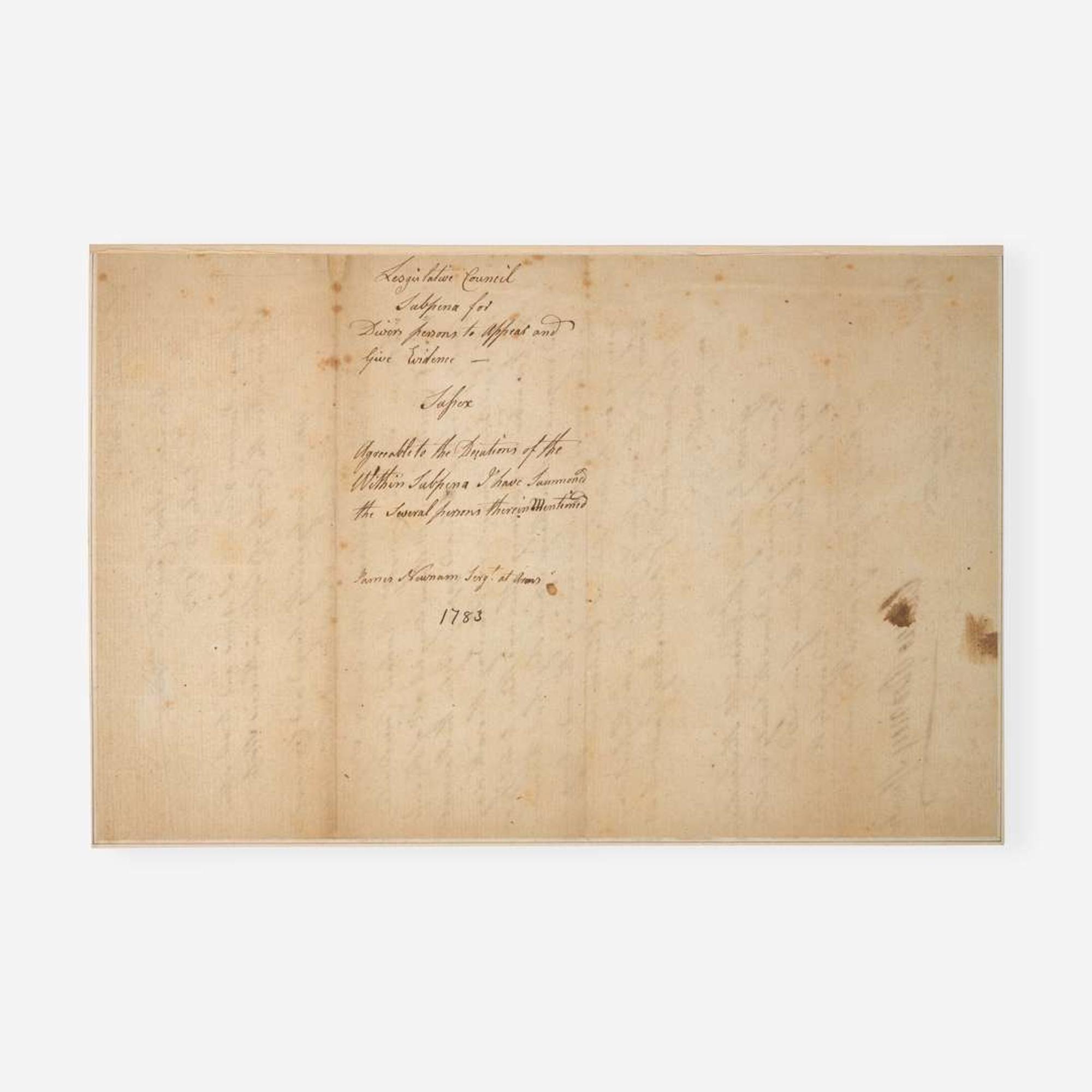 [Americana] [Declaration of Independence] Rodney, Caesar Manuscript Document, signed