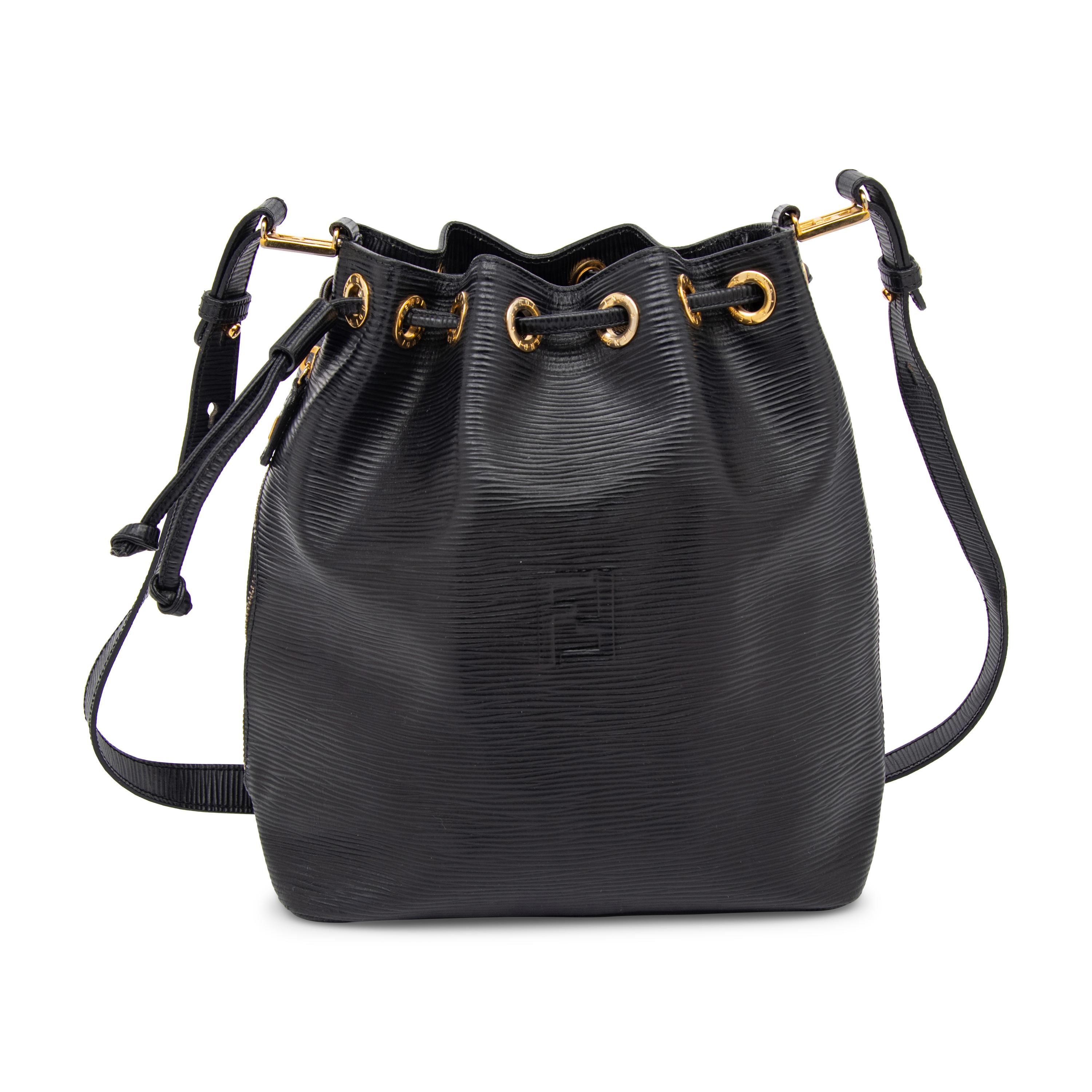 Fendi, Textured Leather Drawstring Bag