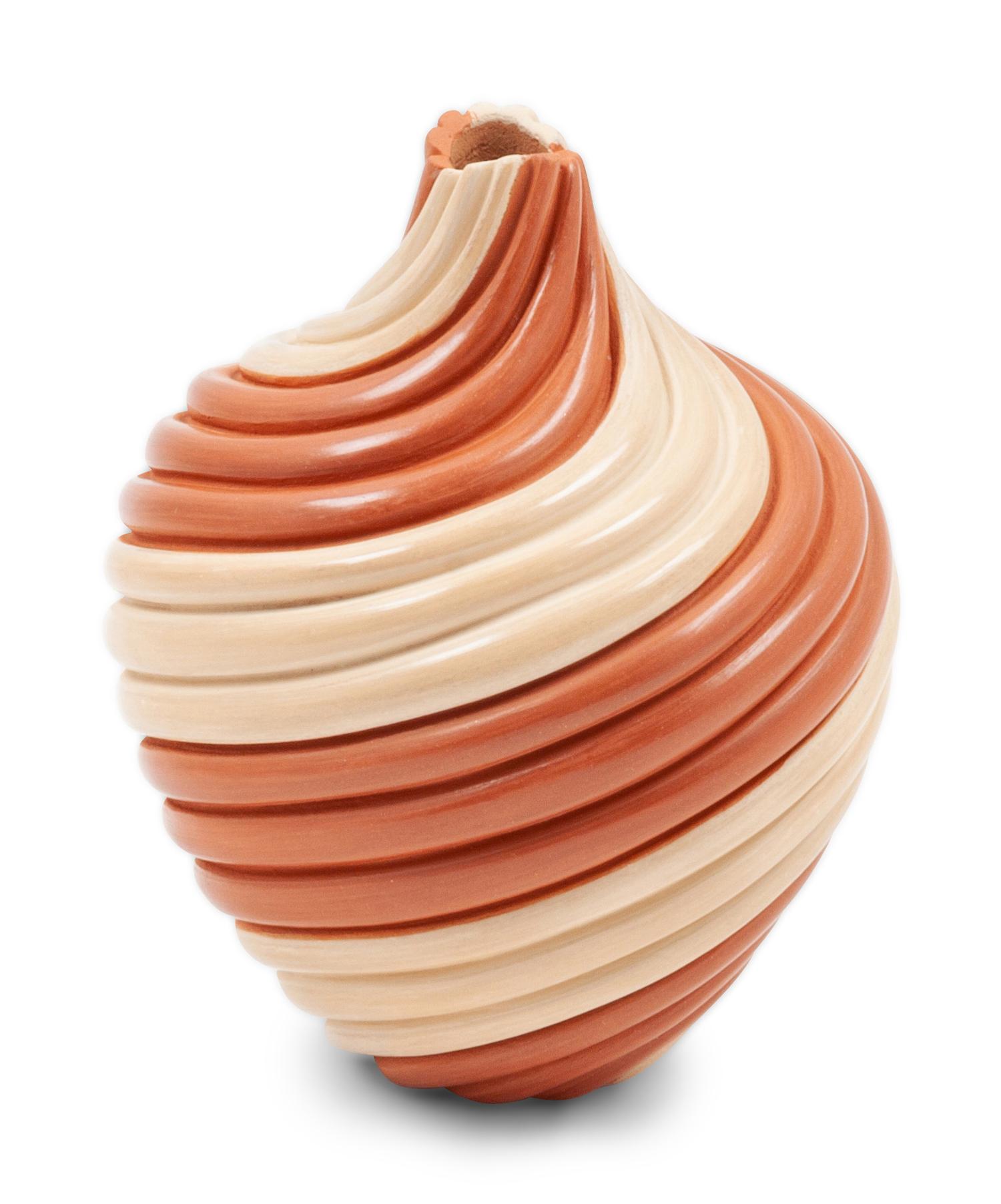Coiled Buff and Redware Jar