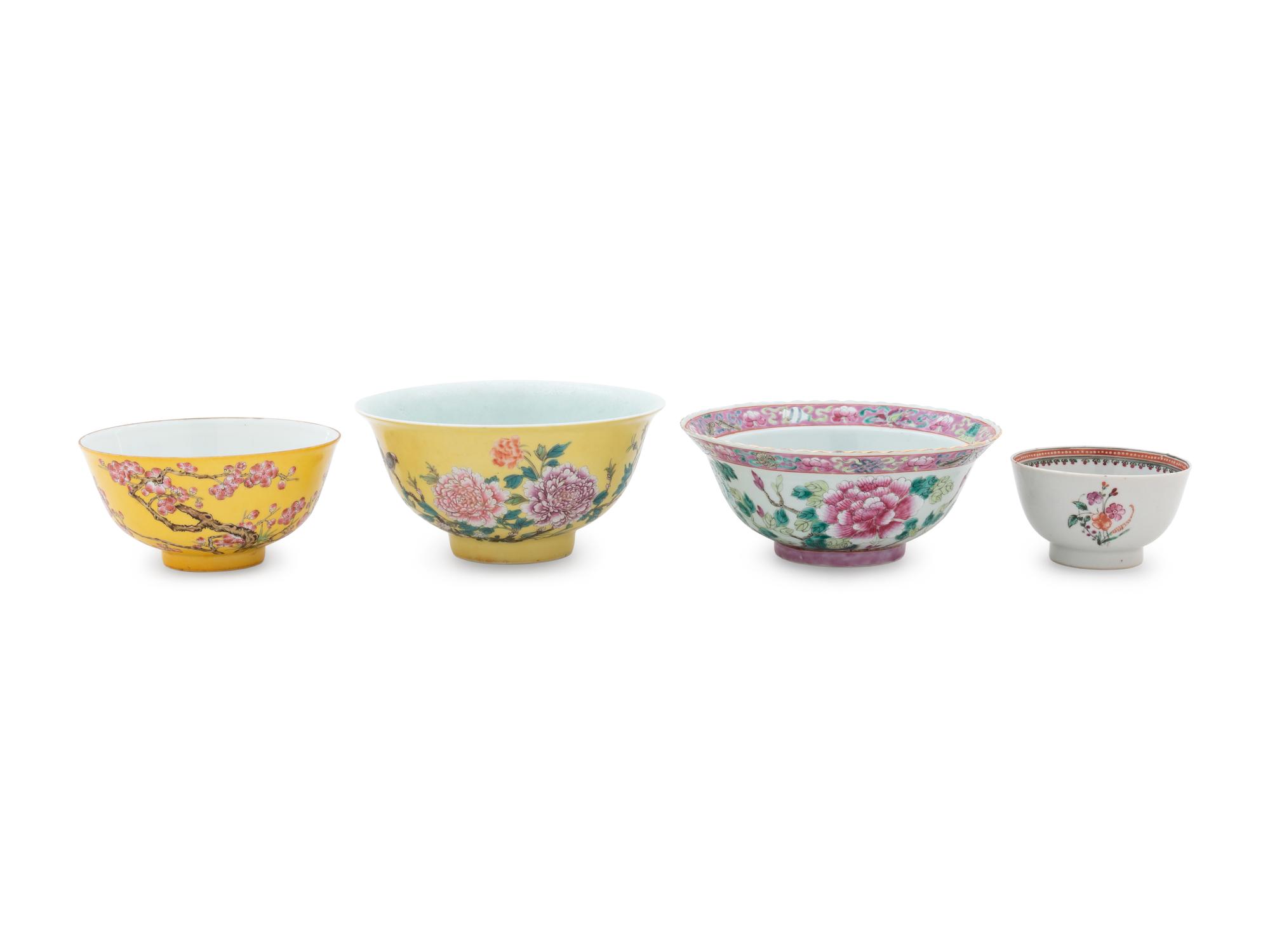 Four Chinese Famille Rose Bowls