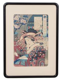 A Group of Five Japanese Woodblock Prints Largest dimensions 14 x 9 1/4 inches.