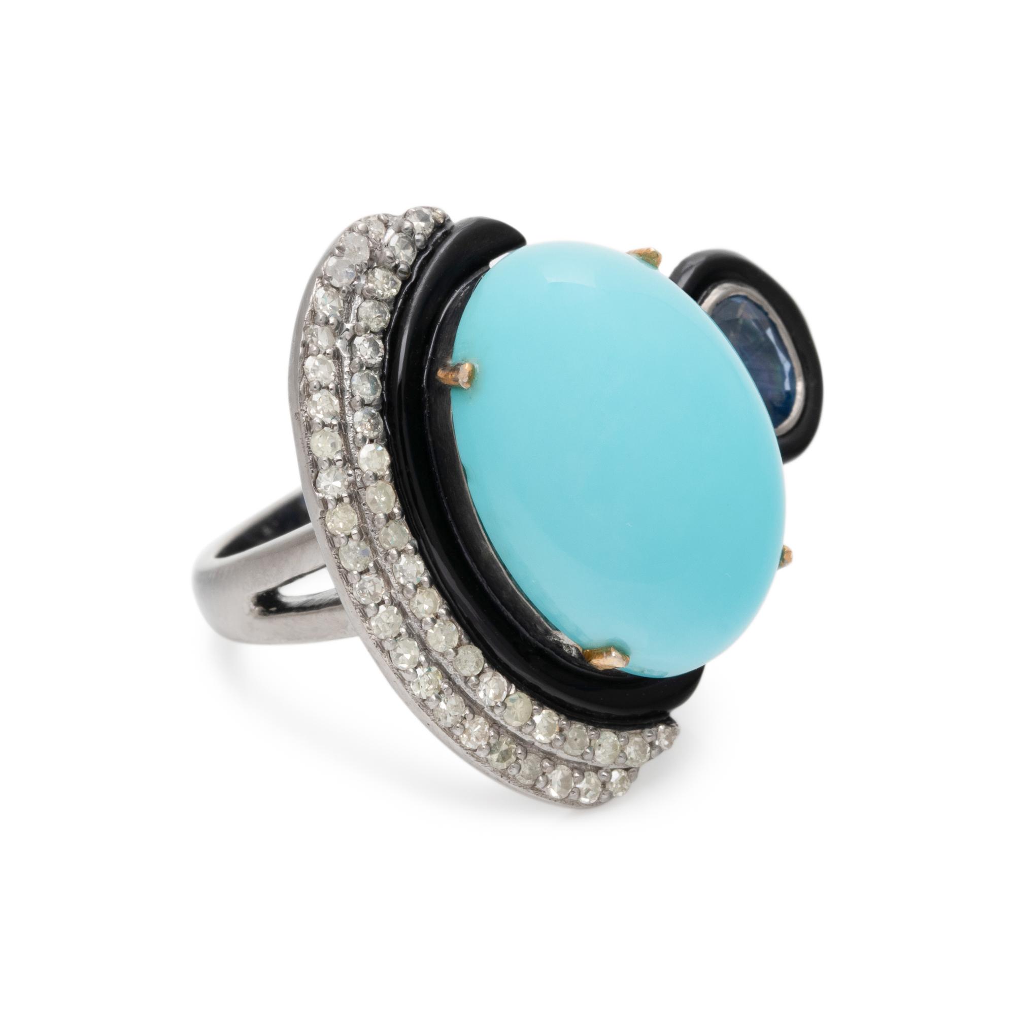 GEMSTONE AND DIAMOND RING