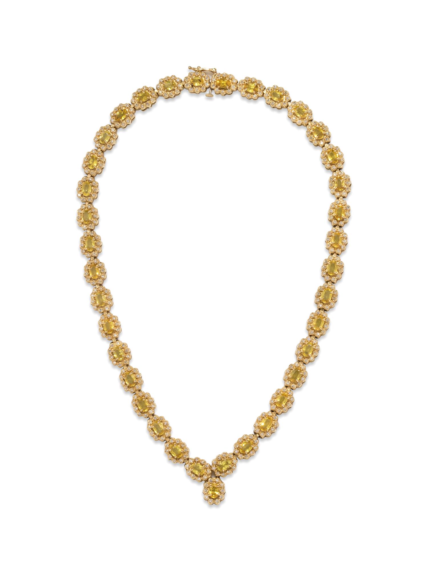 YELLOW SAPPHIRE AND DIAMOND NECKLACE