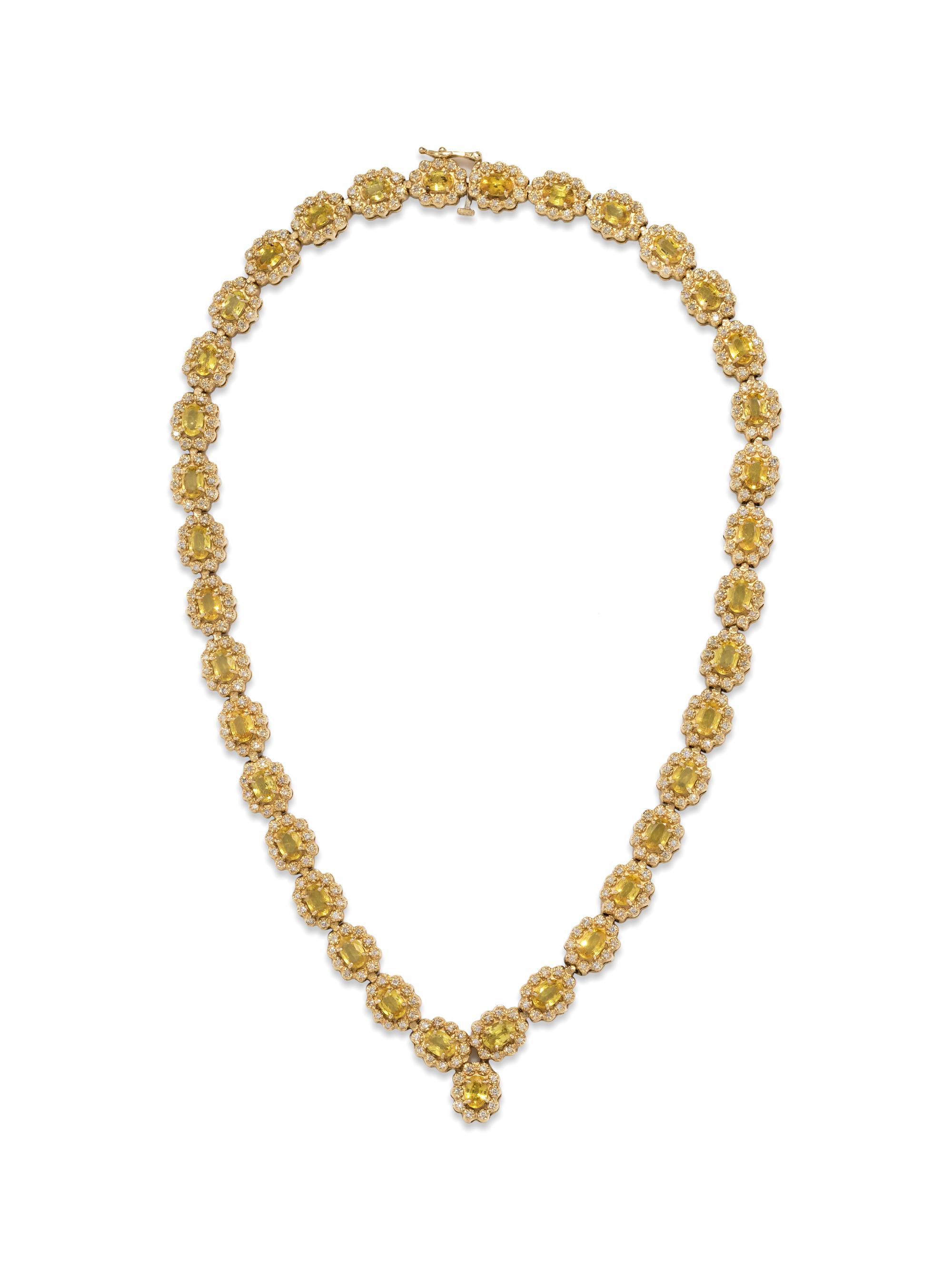 YELLOW SAPPHIRE AND DIAMOND NECKLACE