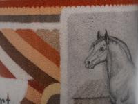 An Andrew Clemens (American, 1857-1894) Labeled Sand Bottle with Percheron Horse