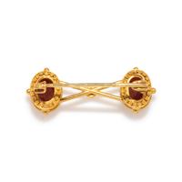 Two Roman Carnelian Ring Stones with the Goddesses Minerva and Themis — Set in a gold brooch