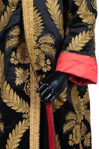 Unlabeled Satin and Gold Thread Wrap Coat