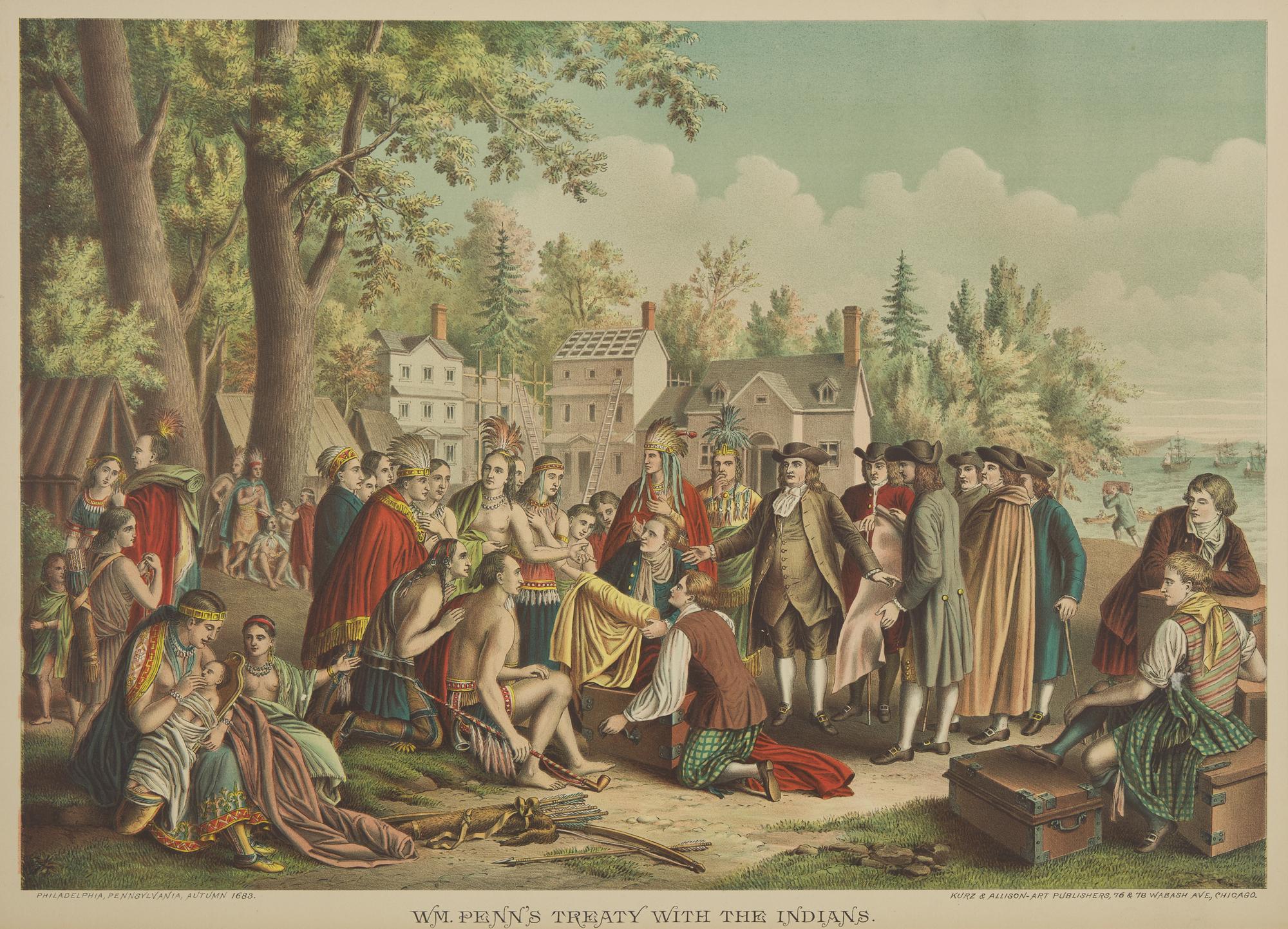 [Philadelphia] Group of 6 prints of William Penn's Treaty with the Indians...