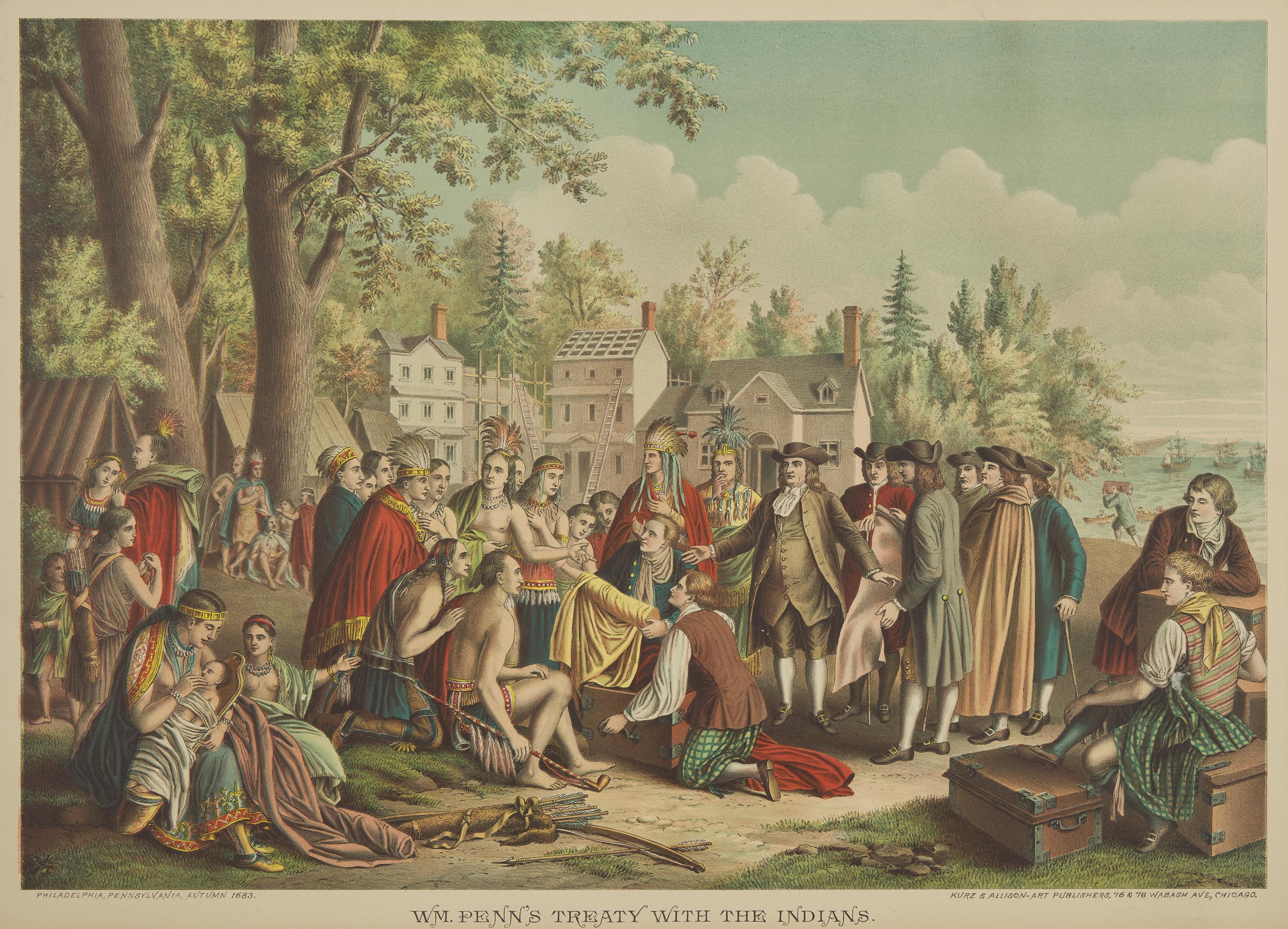 [Philadelphia] Group of 6 prints of William Penn's Treaty with the Indians...