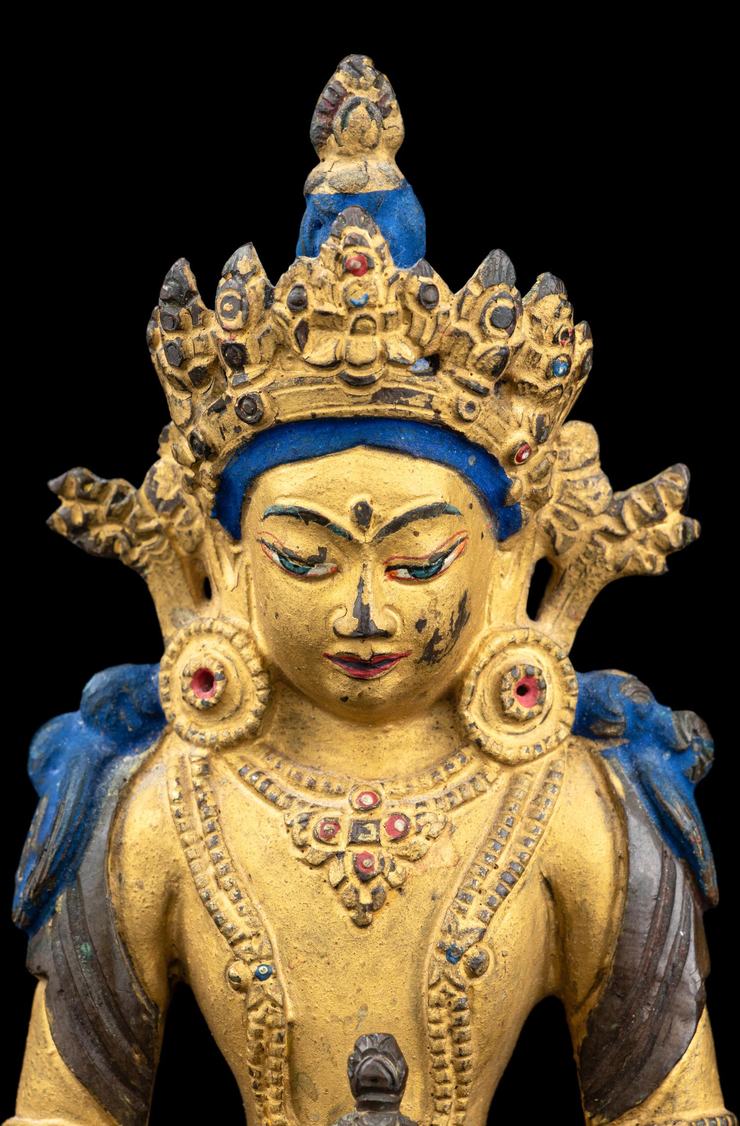 A Sino-Tibetan Parcel Gilt Bronze Figure of an Amitayus