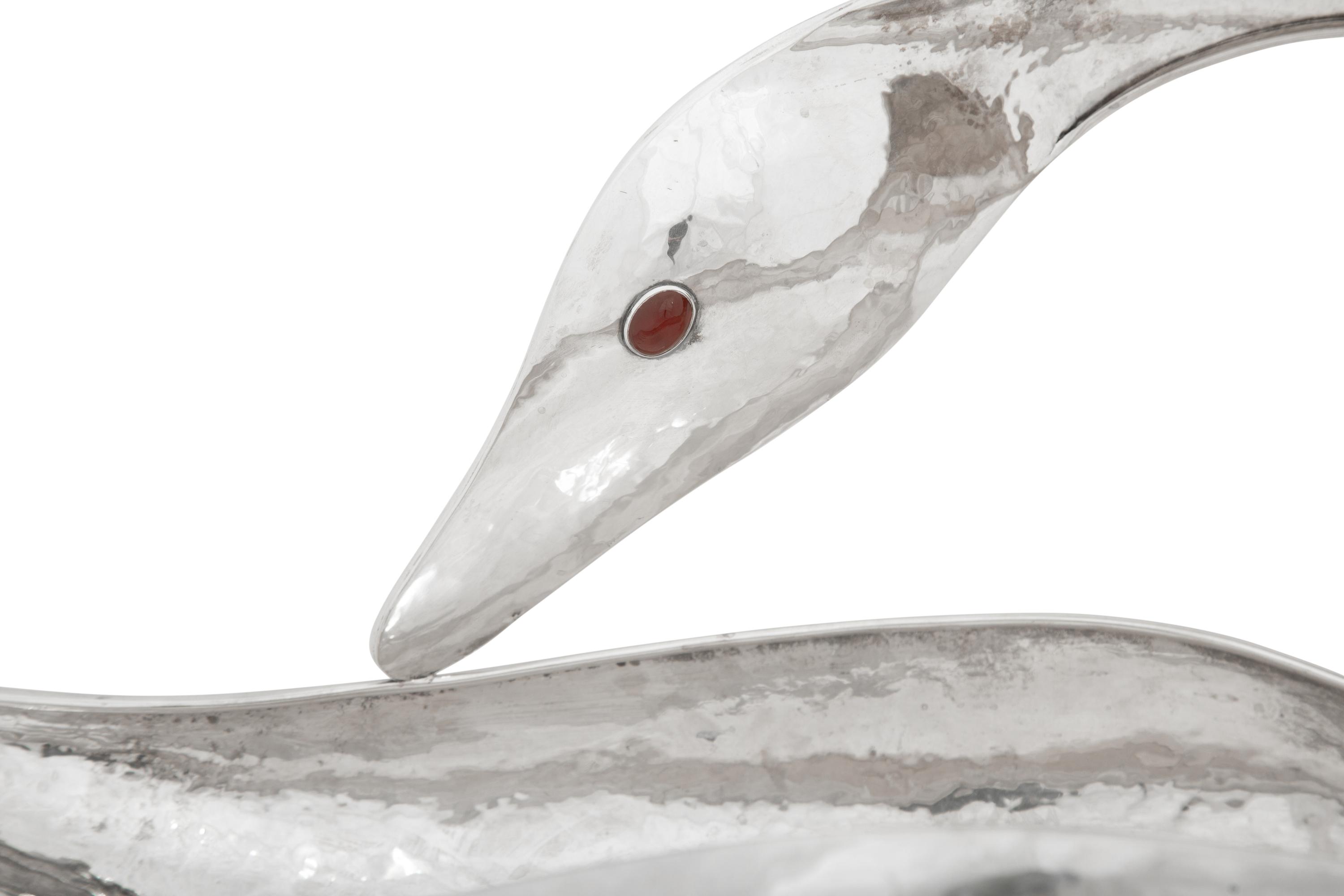 An Italian Silver Modernist Swan-Form Center Bowl